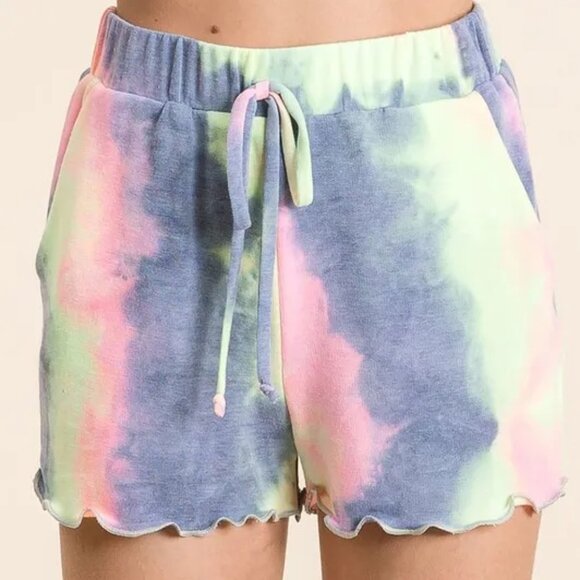 BiBi Tie Dye French Terry Shorts and Curly Edge - Picture 1 of 11